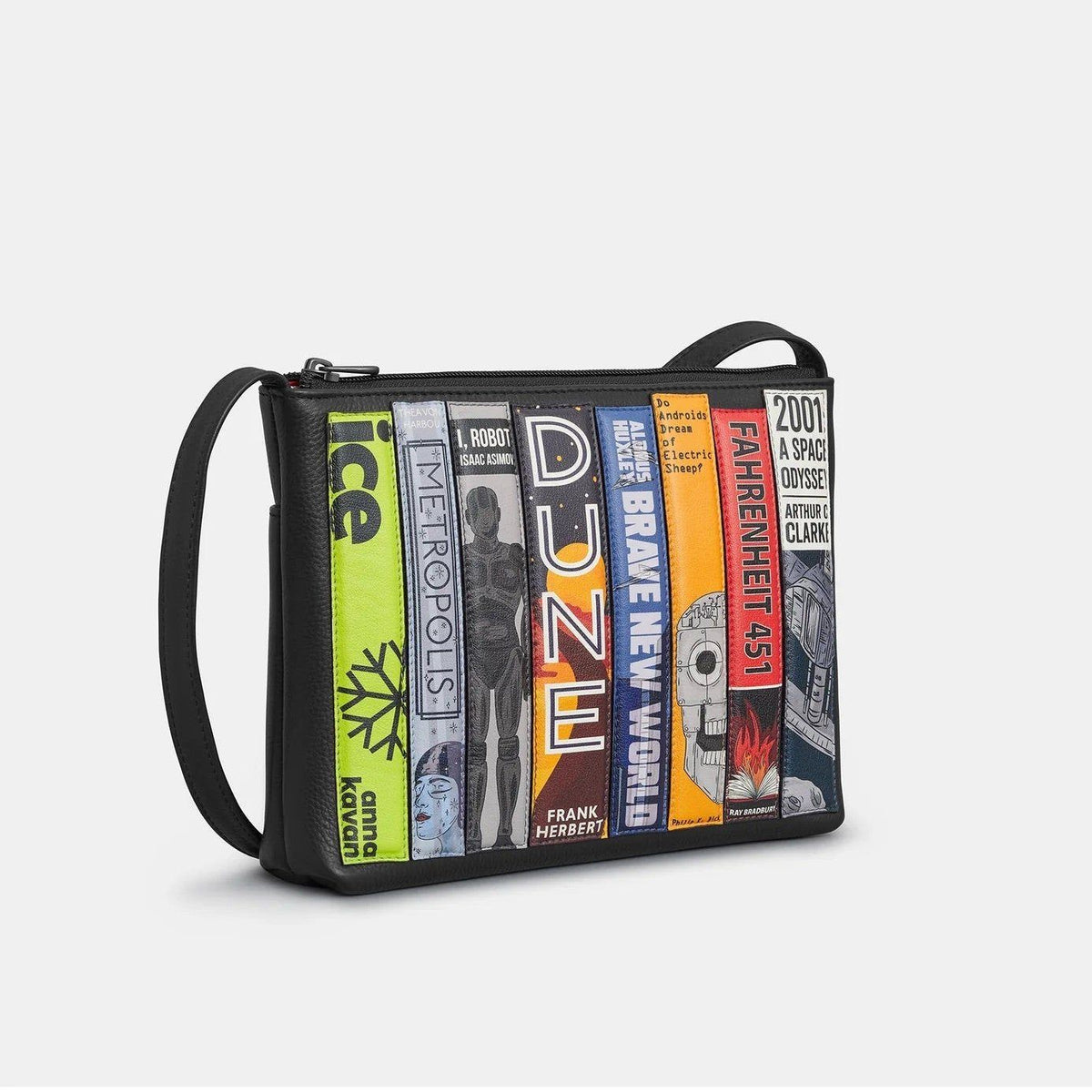 Sci-Fi Bookworm Black Leather Cross Body Bag BookGeek