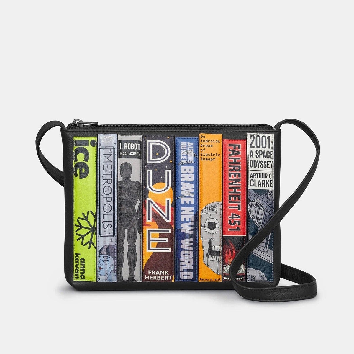 Sci-Fi Bookworm Black Leather Cross Body Bag BookGeek