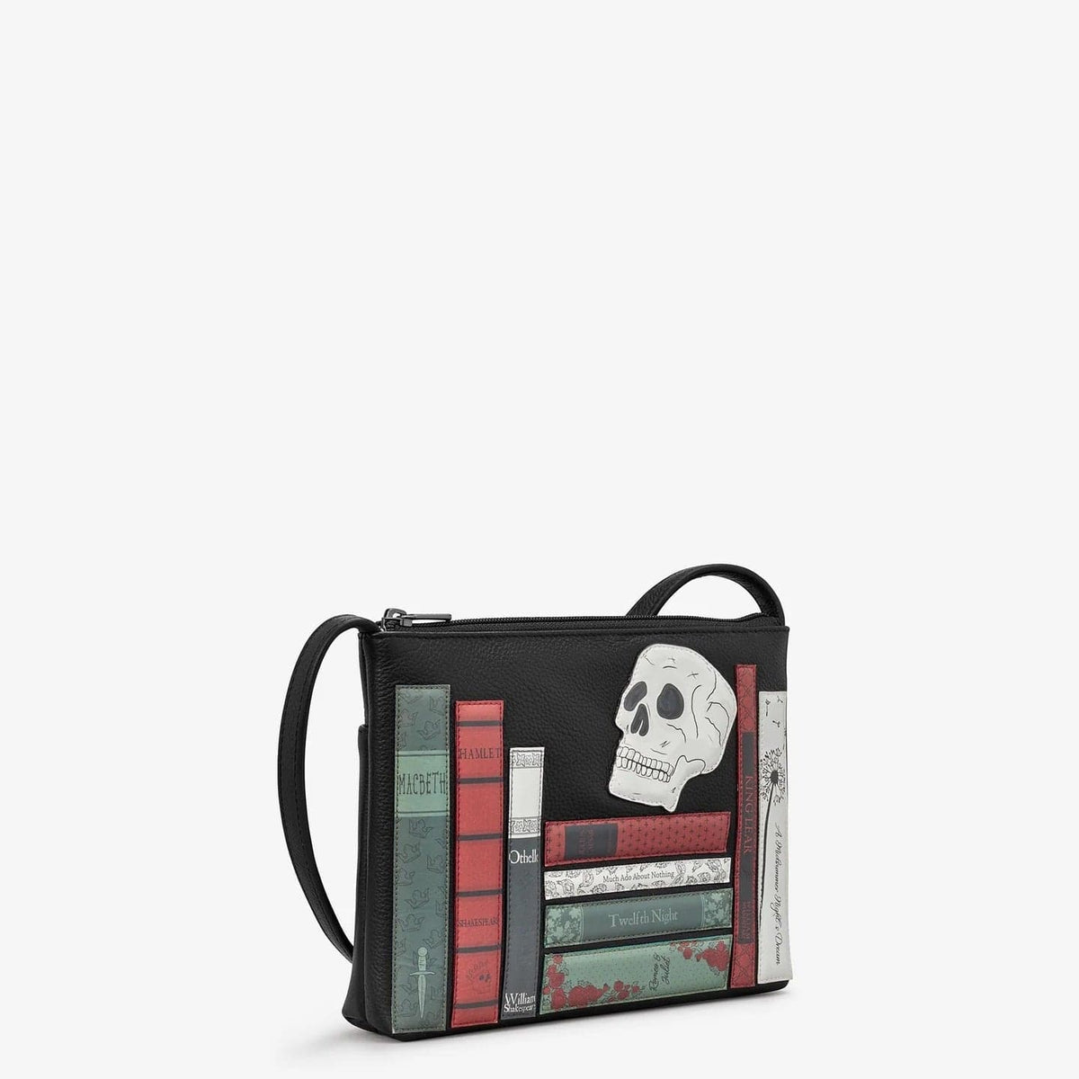 Shakespeare Bookworm Black Leather Cross Body Bag BookGeek