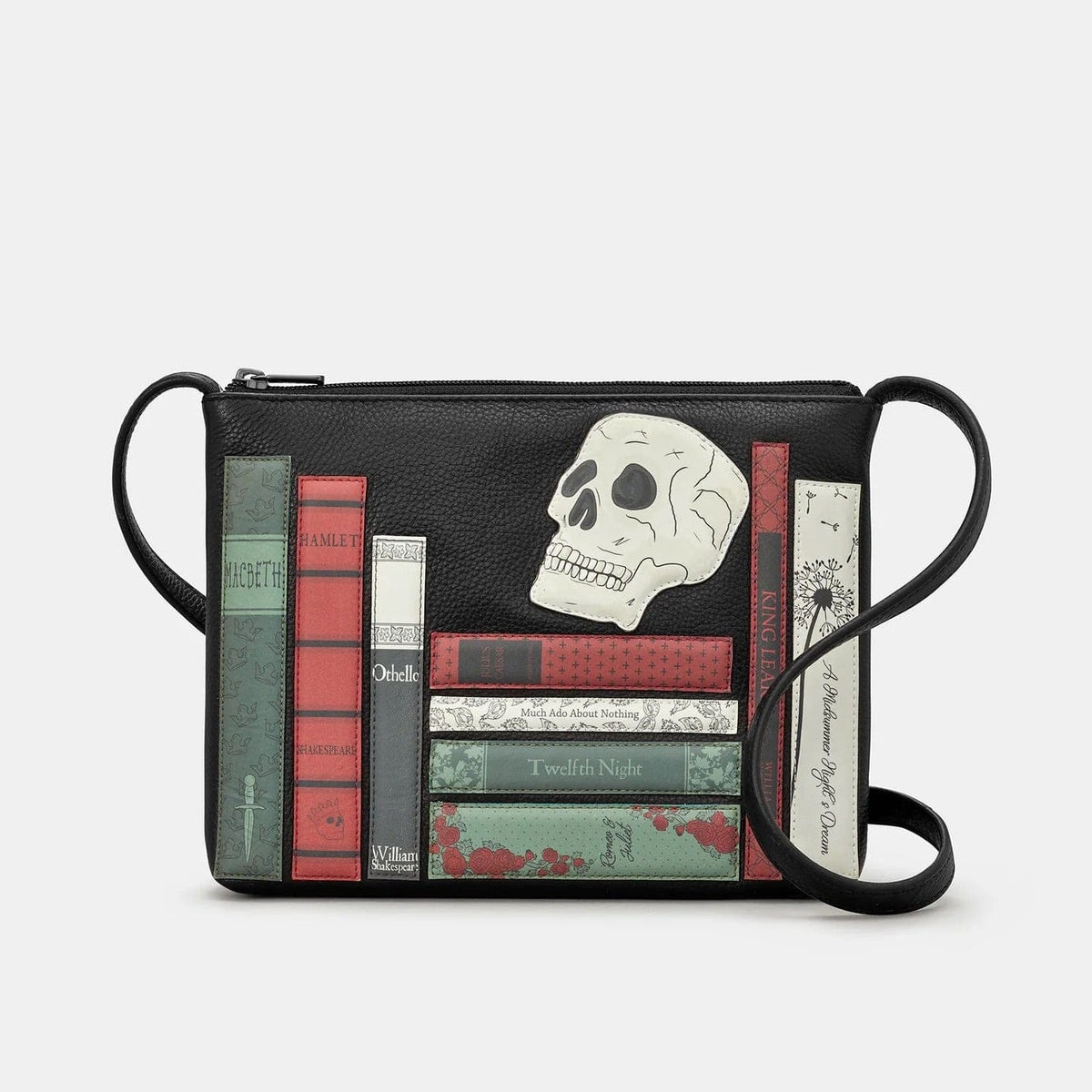 Shakespeare Bookworm Black Leather Cross Body Bag BookGeek