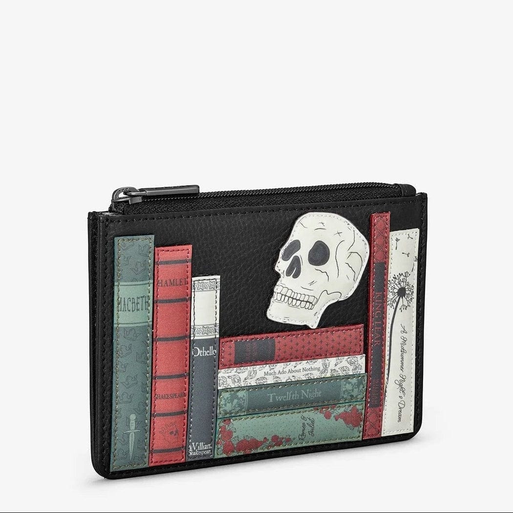 Shakespeare Bookworm Black Leather Zip Top Purse BookGeek