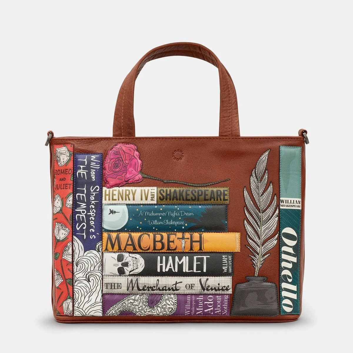Shakespeare Bookworm Brown Leather Multiway Grab Bag BookGeek