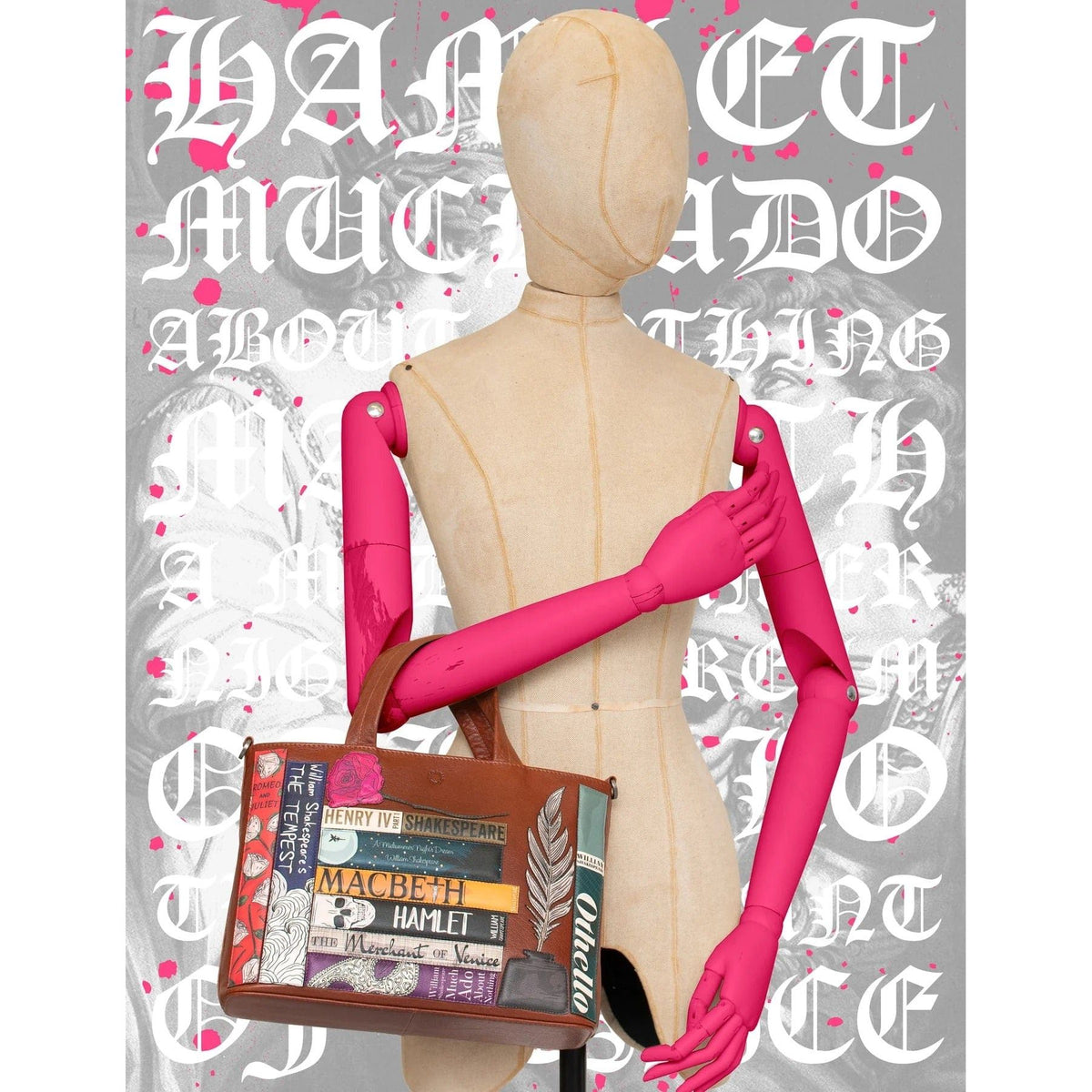 Shakespeare Bookworm Brown Leather Multiway Grab Bag BookGeek