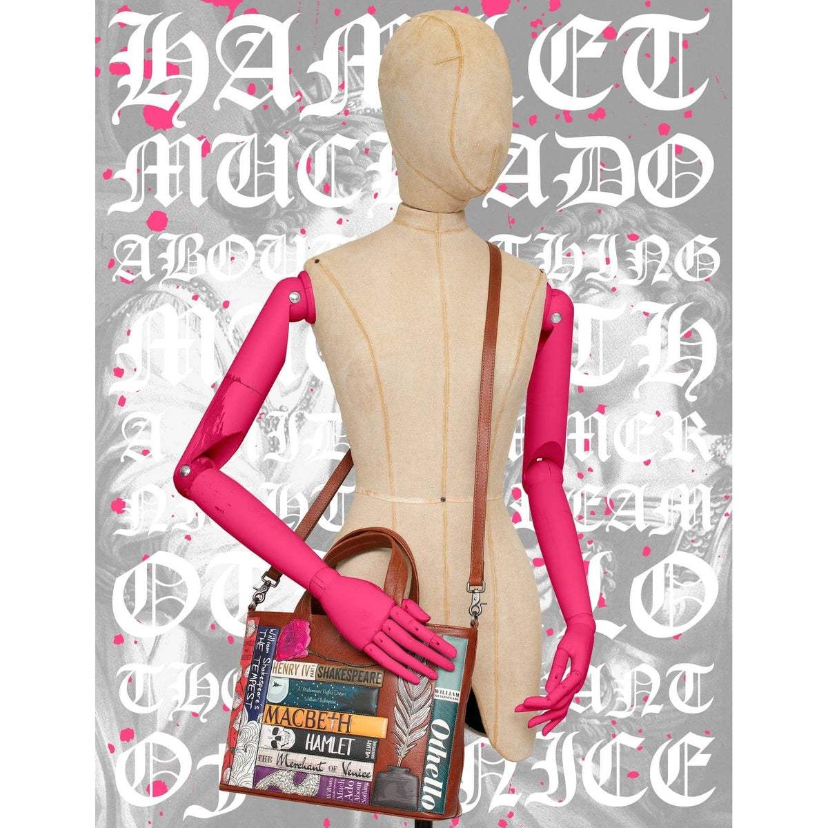 Shakespeare Bookworm Brown Leather Multiway Grab Bag BookGeek