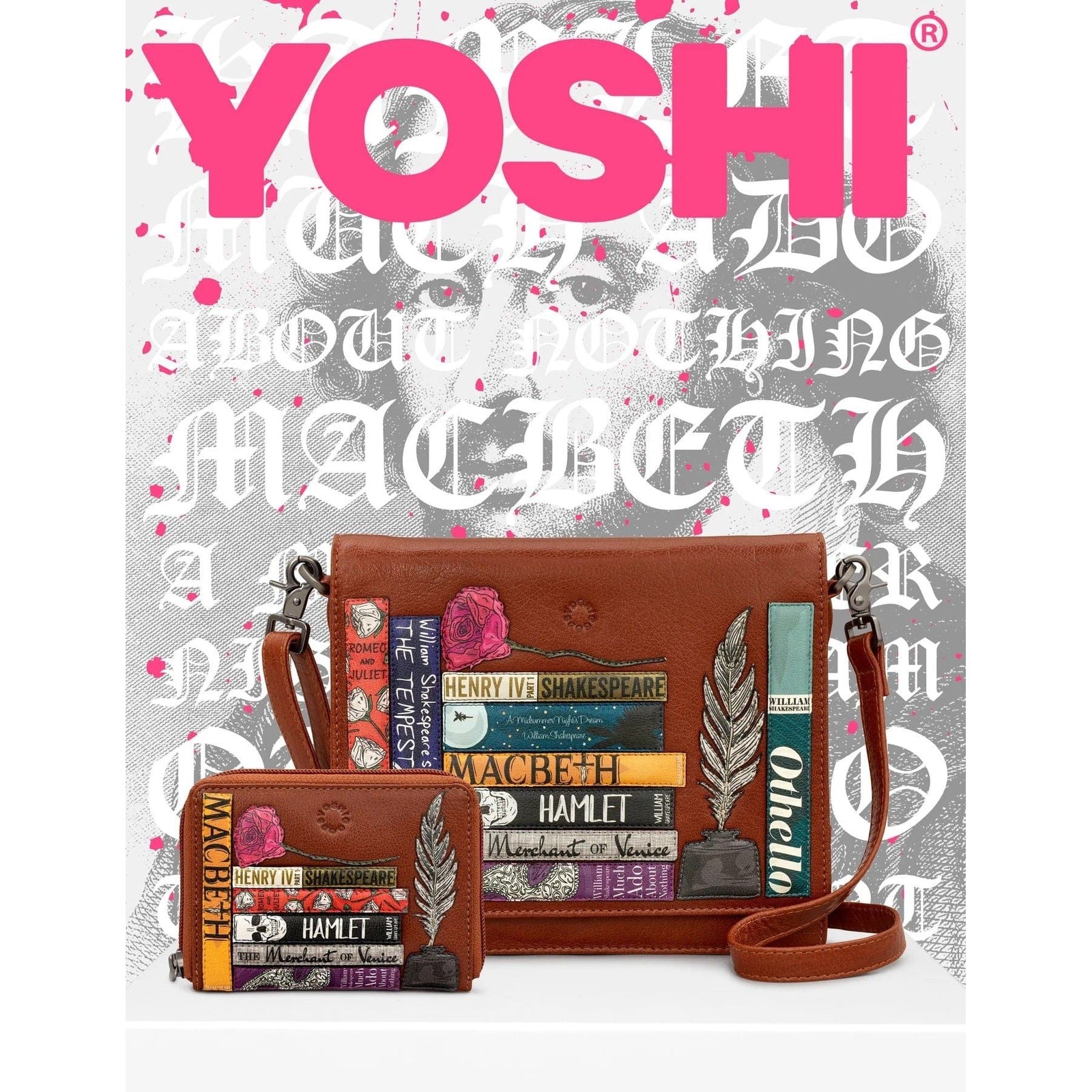 Shakespeare Bookworm Leather Flap Over Cross Body Bag BookGeek