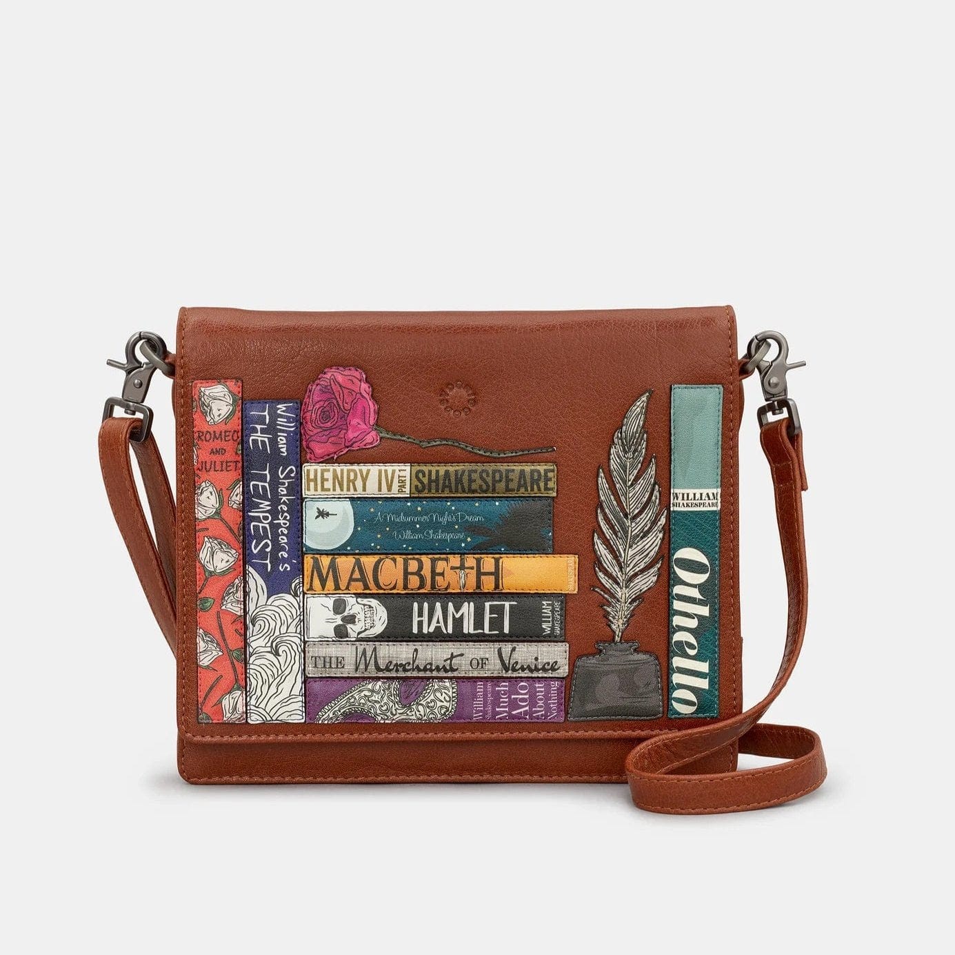 Shakespeare Bookworm Leather Flap Over Cross Body Bag BookGeek