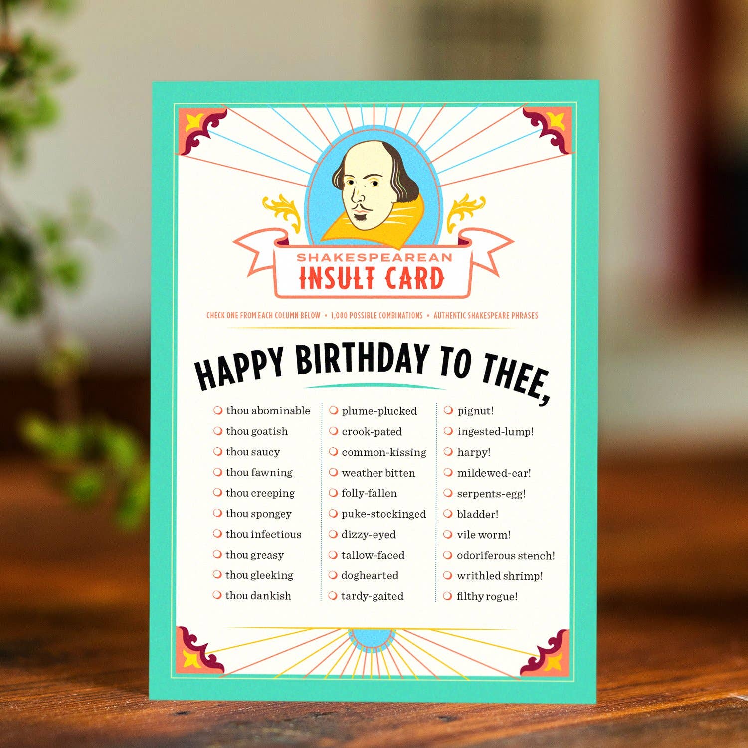 Shakespeare Insults Card: Birthday BookGeek
