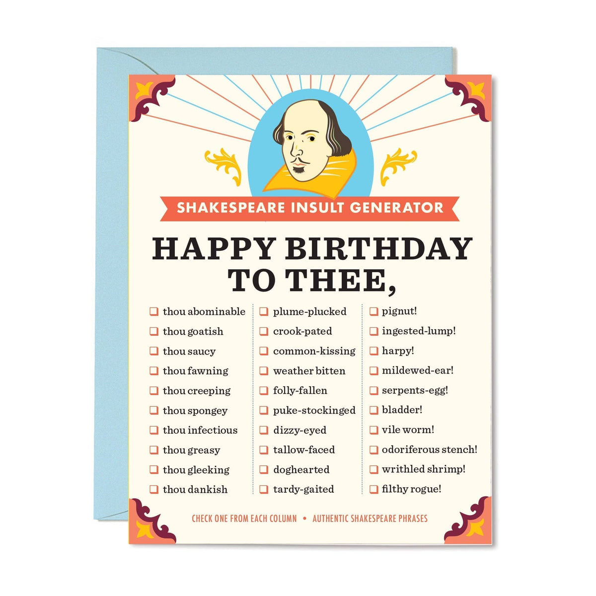 Shakespeare Insults Card: Birthday BookGeek