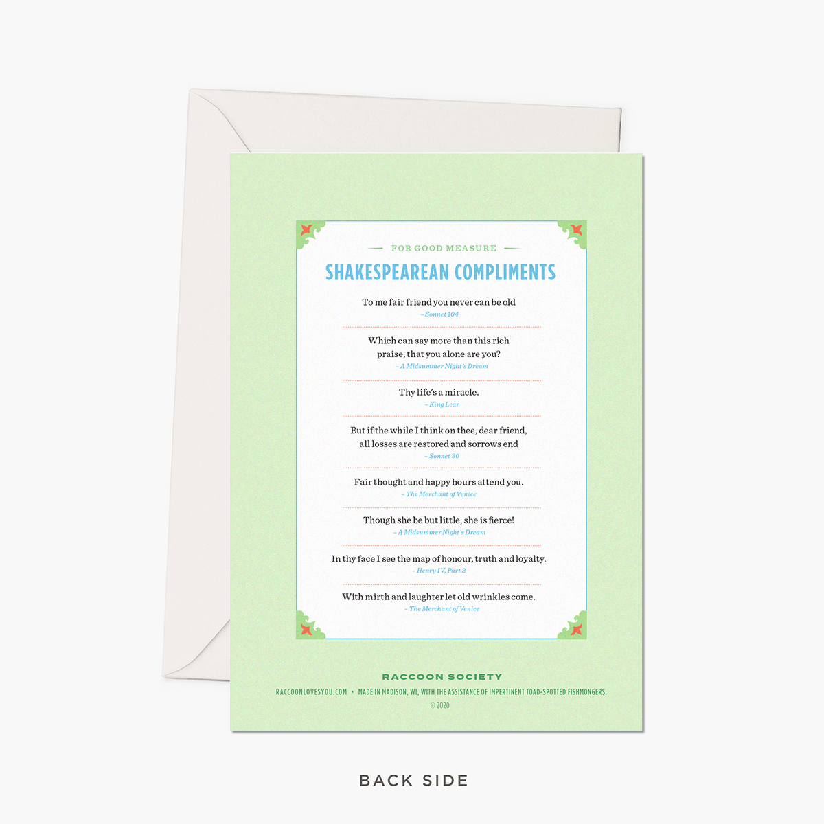 Shakespeare Insults Card: Miss You BookGeek