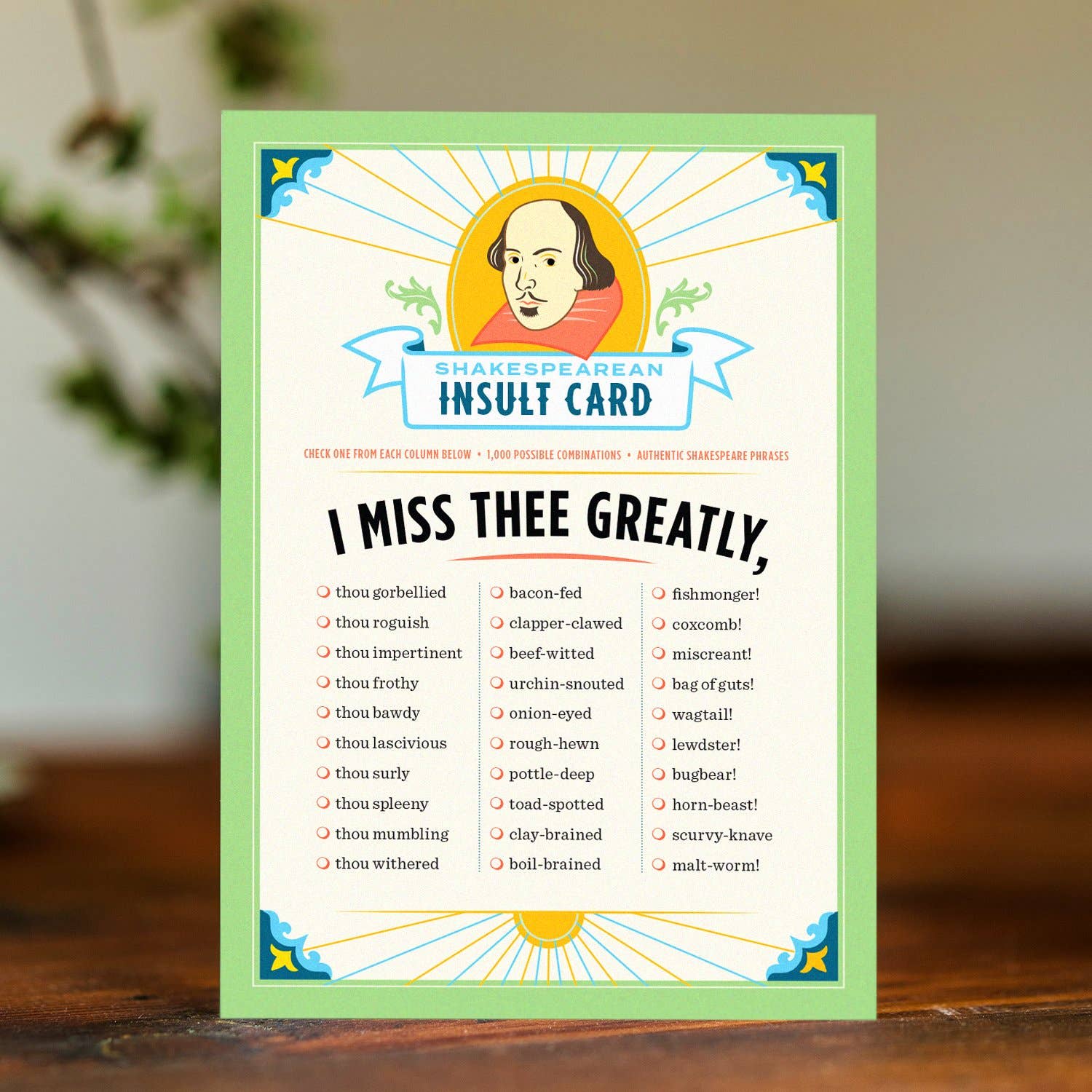 Shakespeare Insults Card: Miss You BookGeek