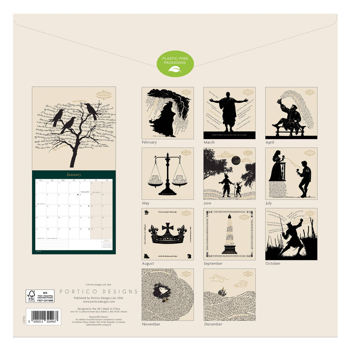 Shakespeare Sonnet & Verse 2027 Calendar BookGeek