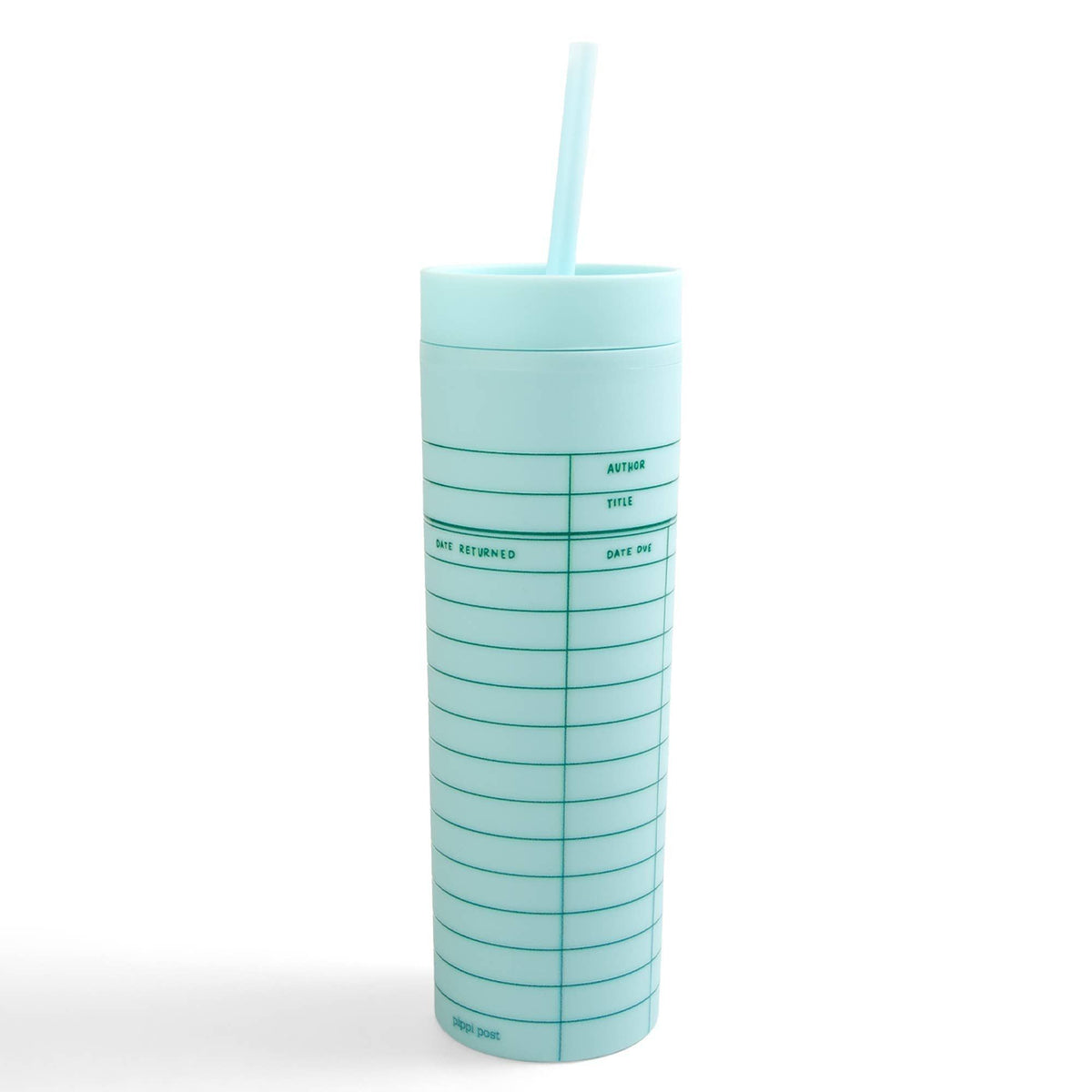 Sky Blue Library Card 16oz Tumbler BookGeek