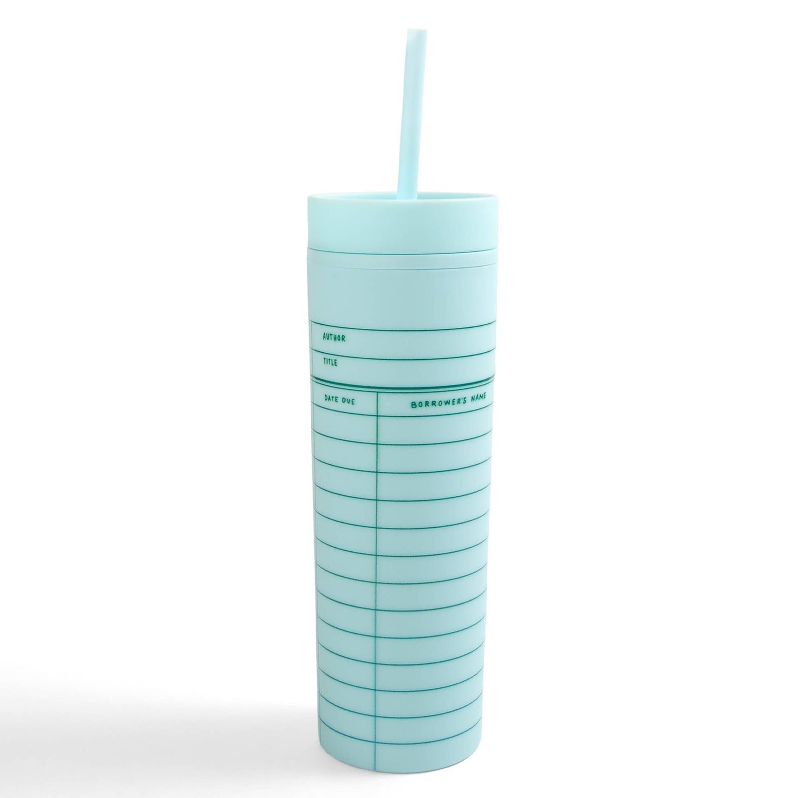 Sky Blue Library Card 16oz Tumbler BookGeek