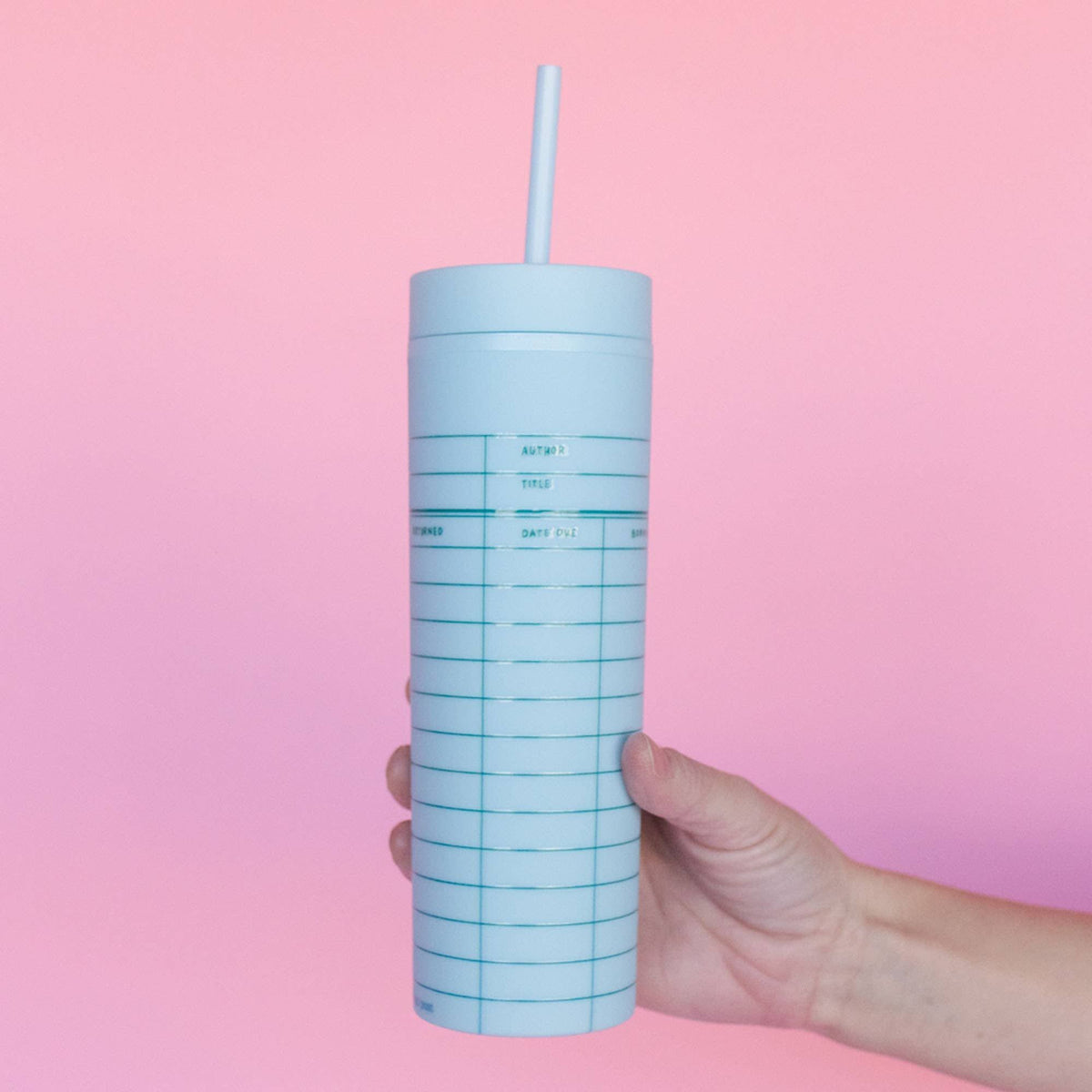 Sky Blue Library Card 16oz Tumbler BookGeek