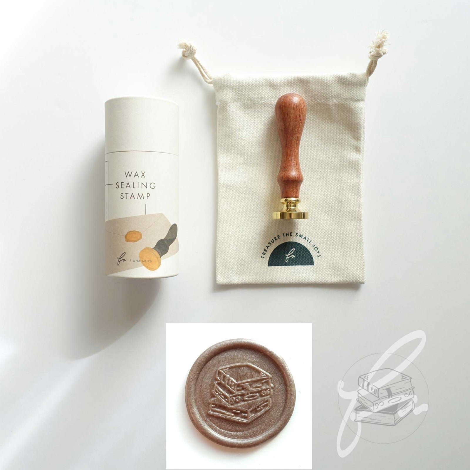Stamp with handle (+box & storage bag) Stack of Books Wax Seal Stamp , Wax Seal Kit or Stamp Head BookGeek