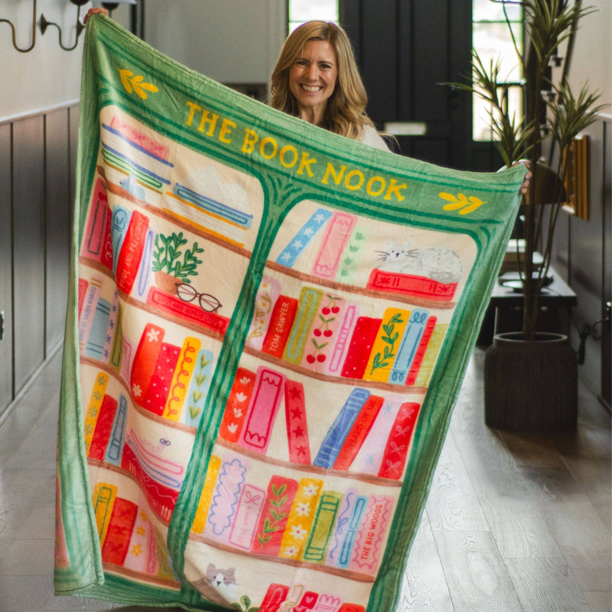 The Book Nook Reading Lover Fleece Throw Blanket BookGeek