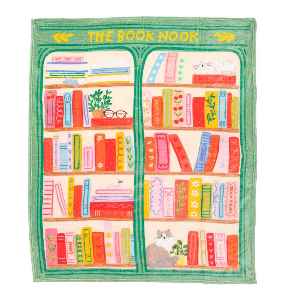 The Book Nook Reading Lover Fleece Throw Blanket BookGeek