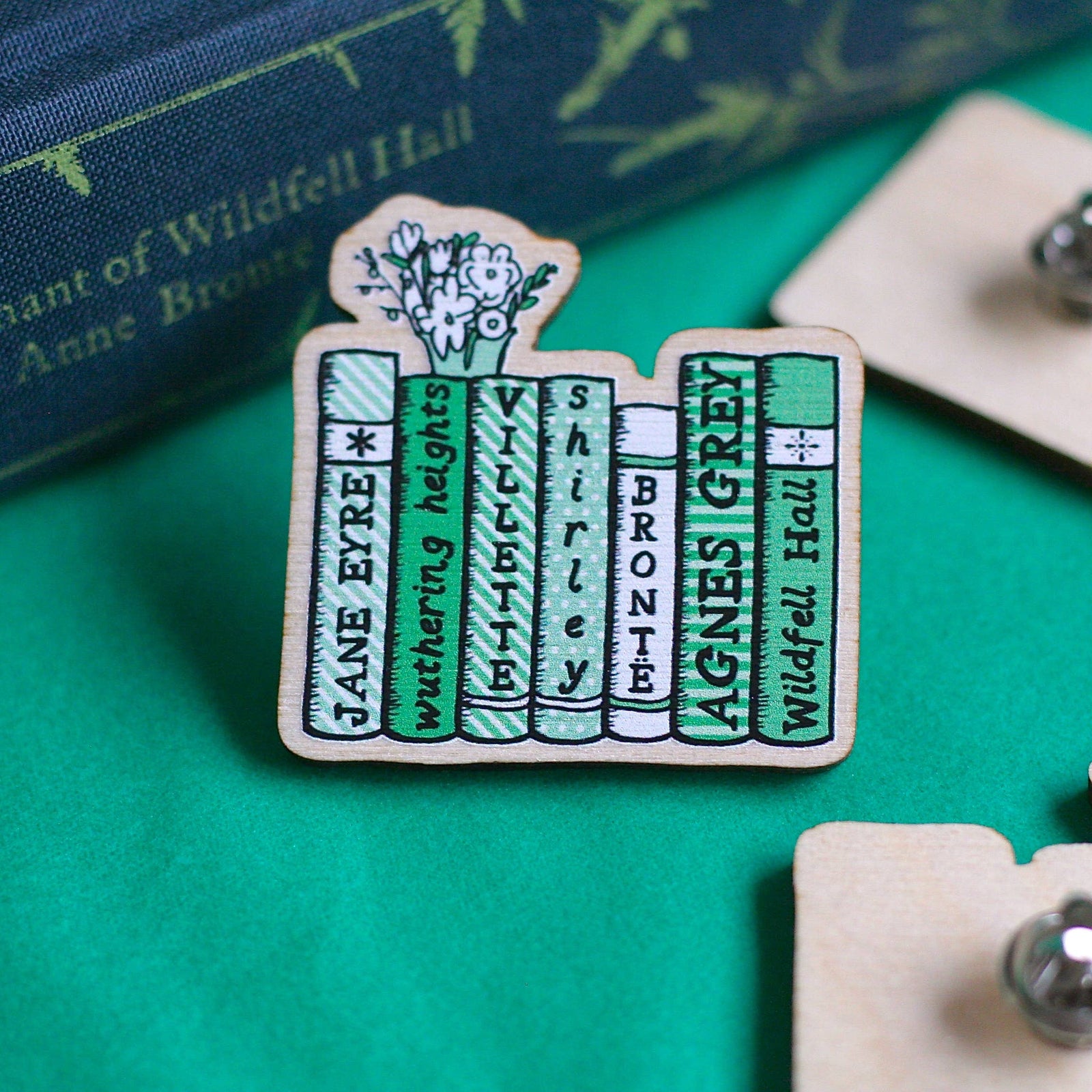 The Brontë Sisters Bookshelf Wooden Pin BookGeek