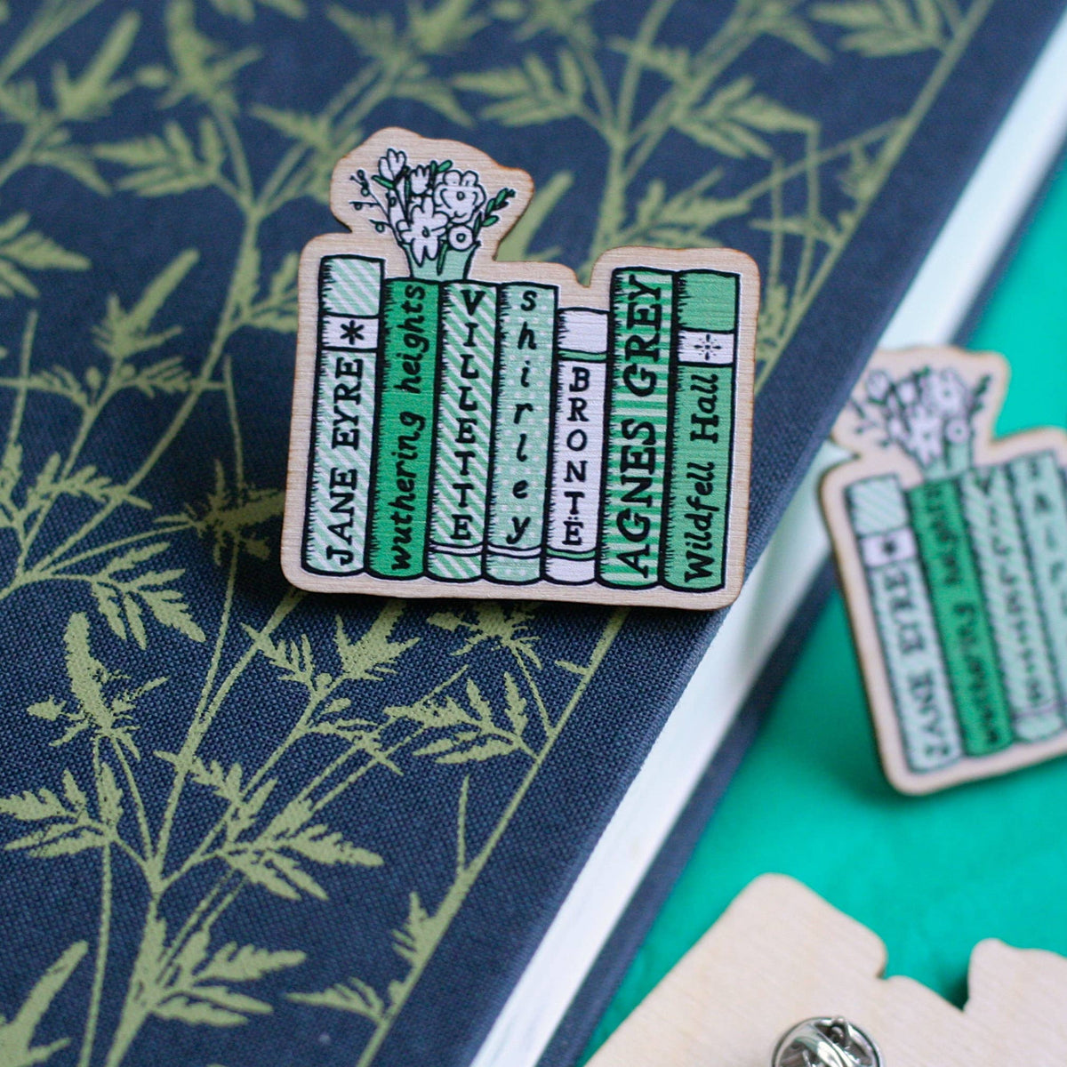 The Brontë Sisters Bookshelf Wooden Pin BookGeek