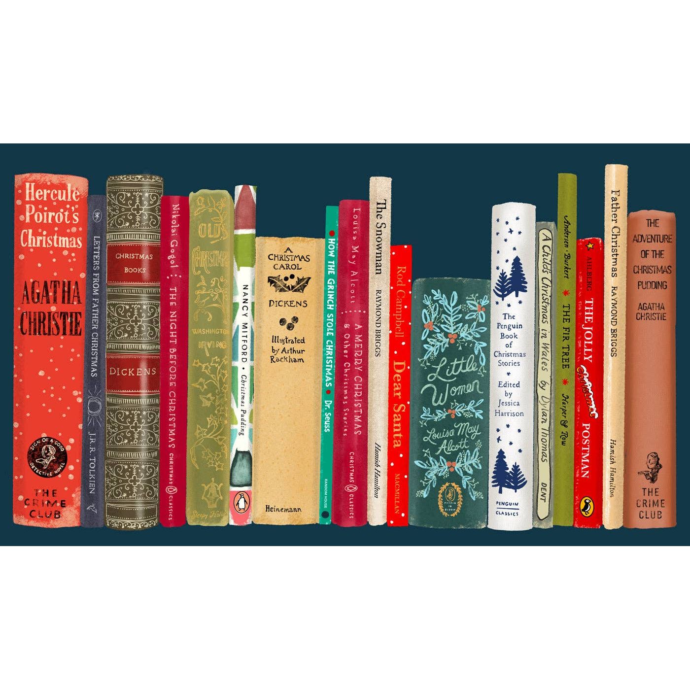 The Christmas Library - tea towel BookGeek