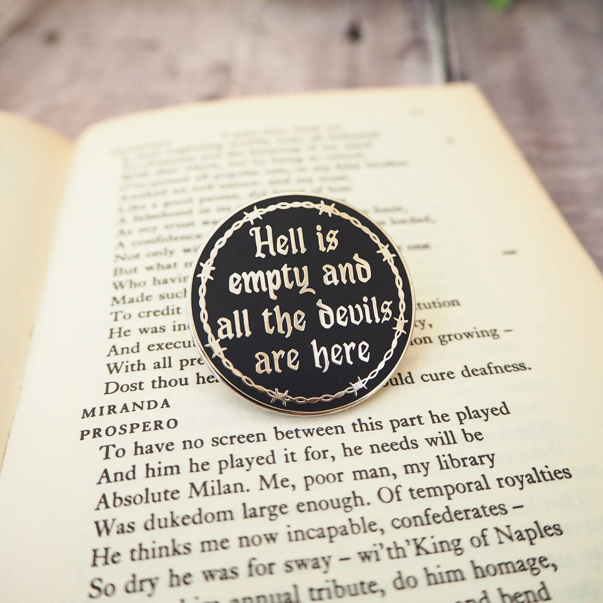 The Tempest Hell is Empty Enamel Pin BookGeek