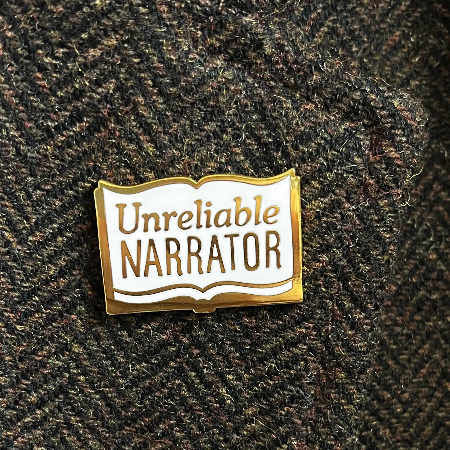 Unreliable Narrator enamel pin BookGeek