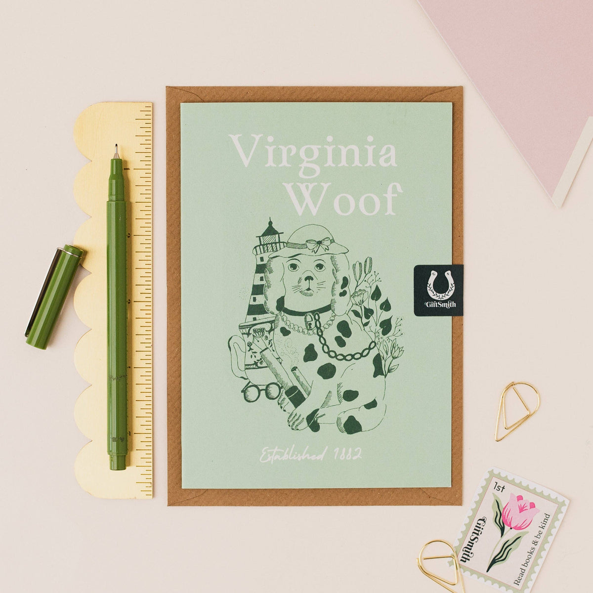 Virginia Woof Dog Lover Greetings Card BookGeek