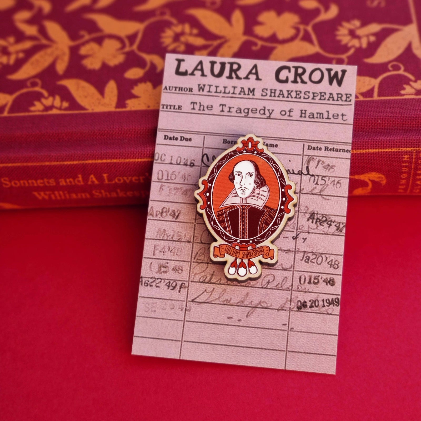 William Shakespeare Portrait Wooden Pin Badge BookGeek