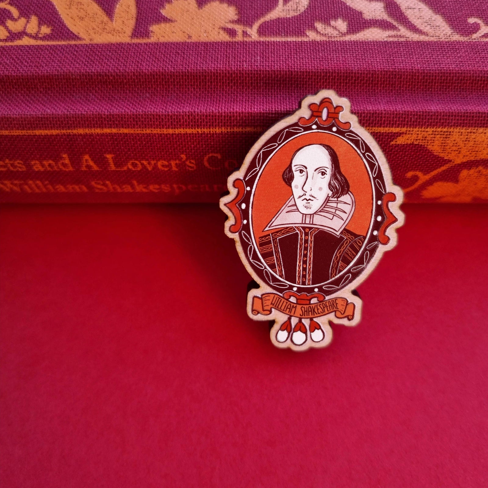 William Shakespeare Portrait Wooden Pin Badge BookGeek