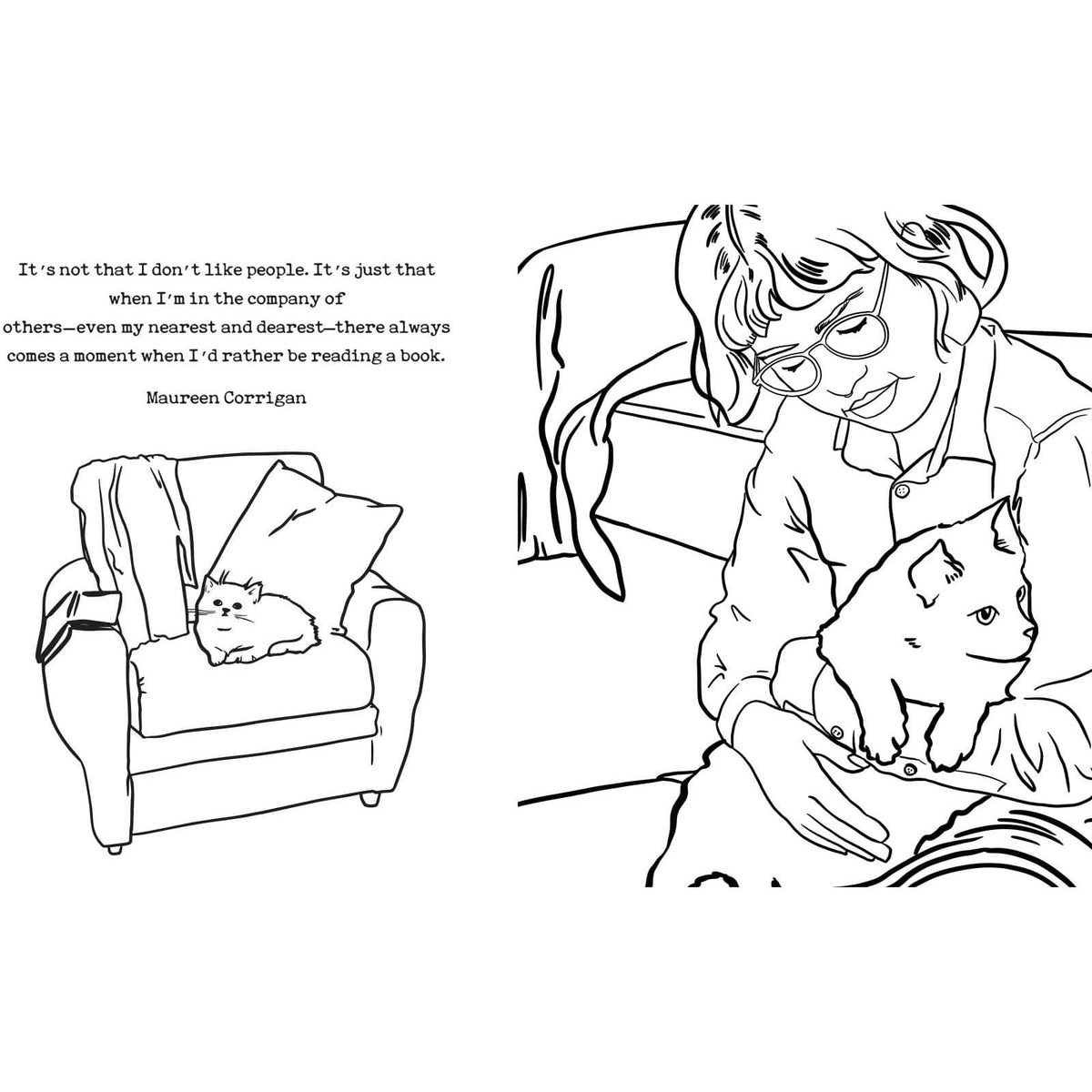 Women Reading with Cats Colouring Activity Book BookGeek