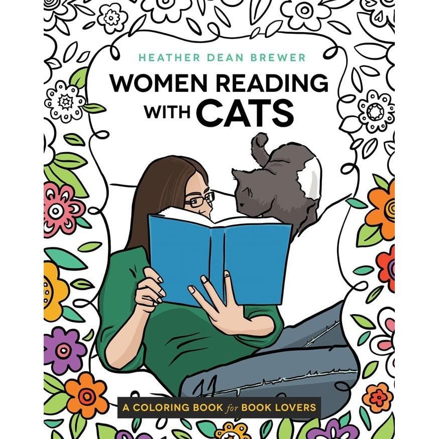Women Reading with Cats Colouring Activity Book BookGeek
