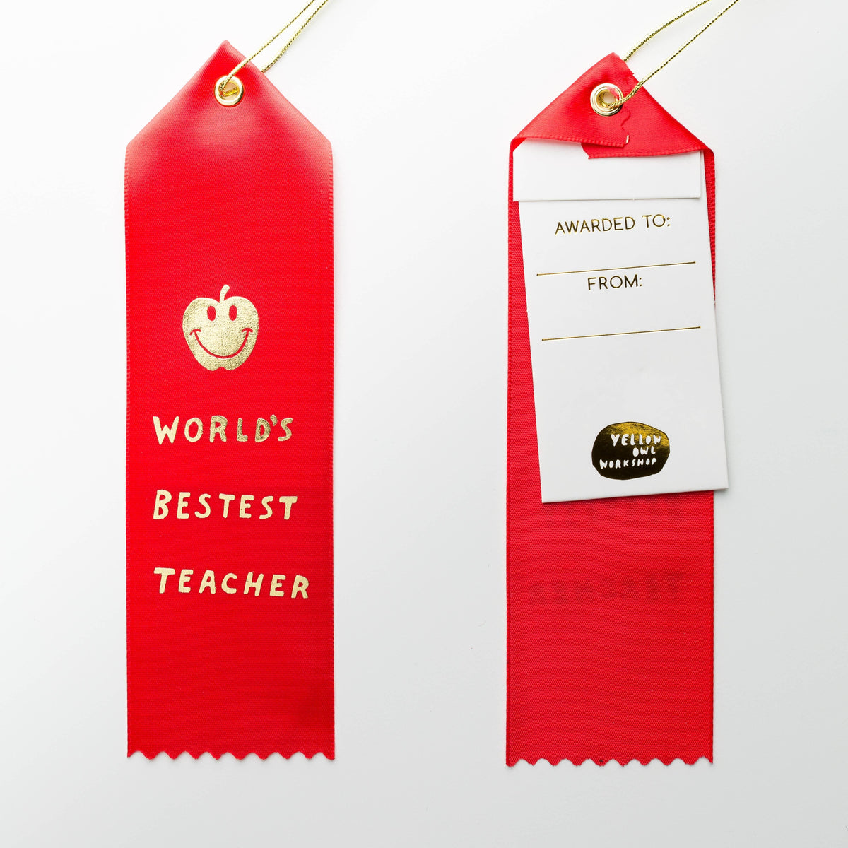 World&#39;s Bestest Teacher Award Ribbon BookGeek