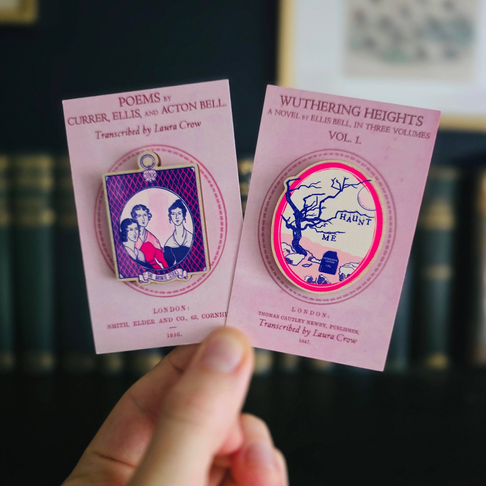 Wuthering Heights 'Haunt Me' Wooden Pin Badge BookGeek