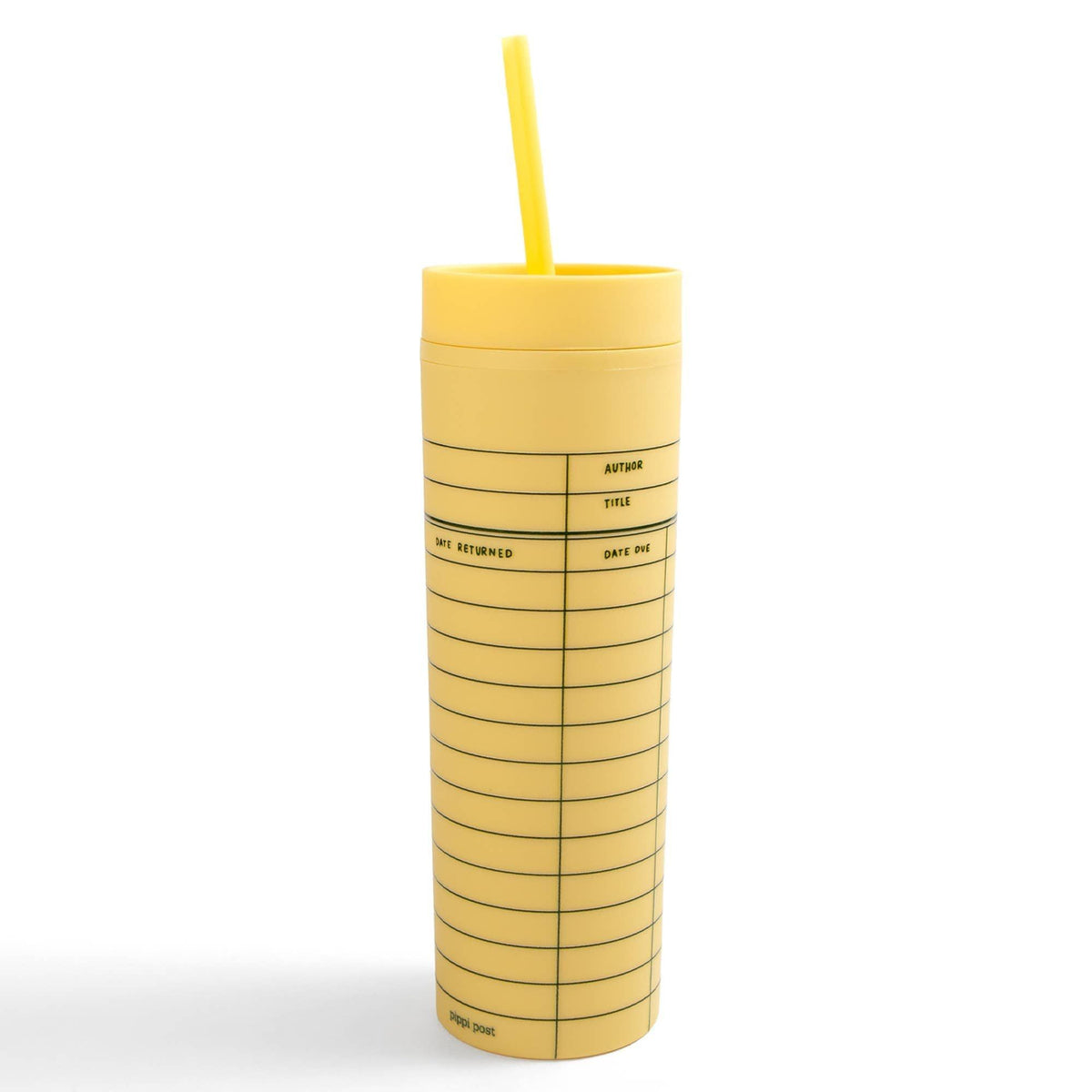 Yellow Library Card 16oz Tumbler BookGeek