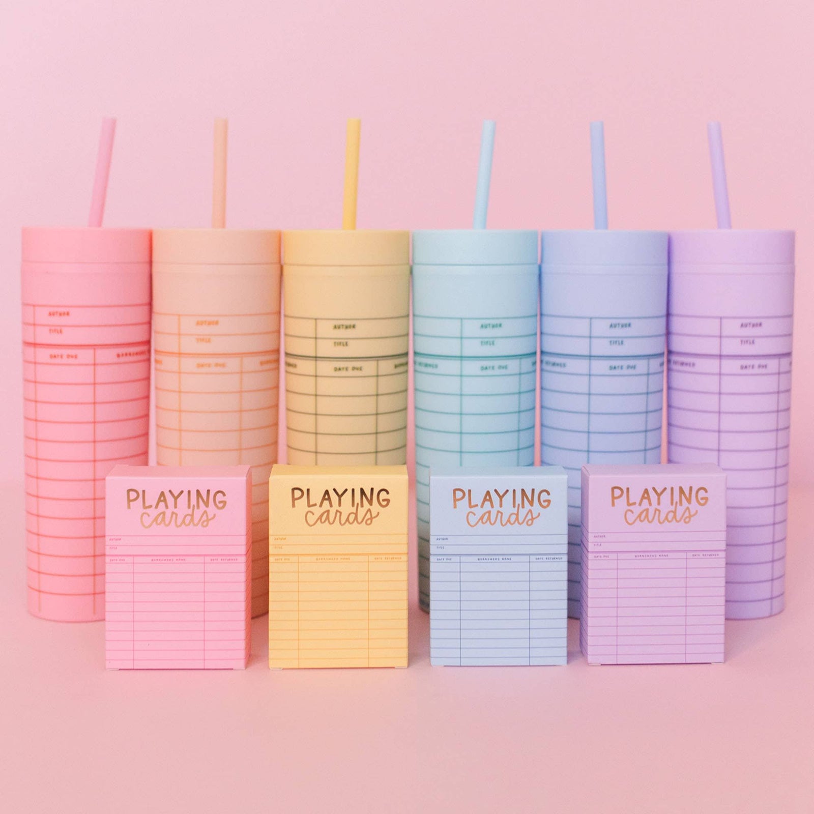 Yellow Library Card 16oz Tumbler BookGeek