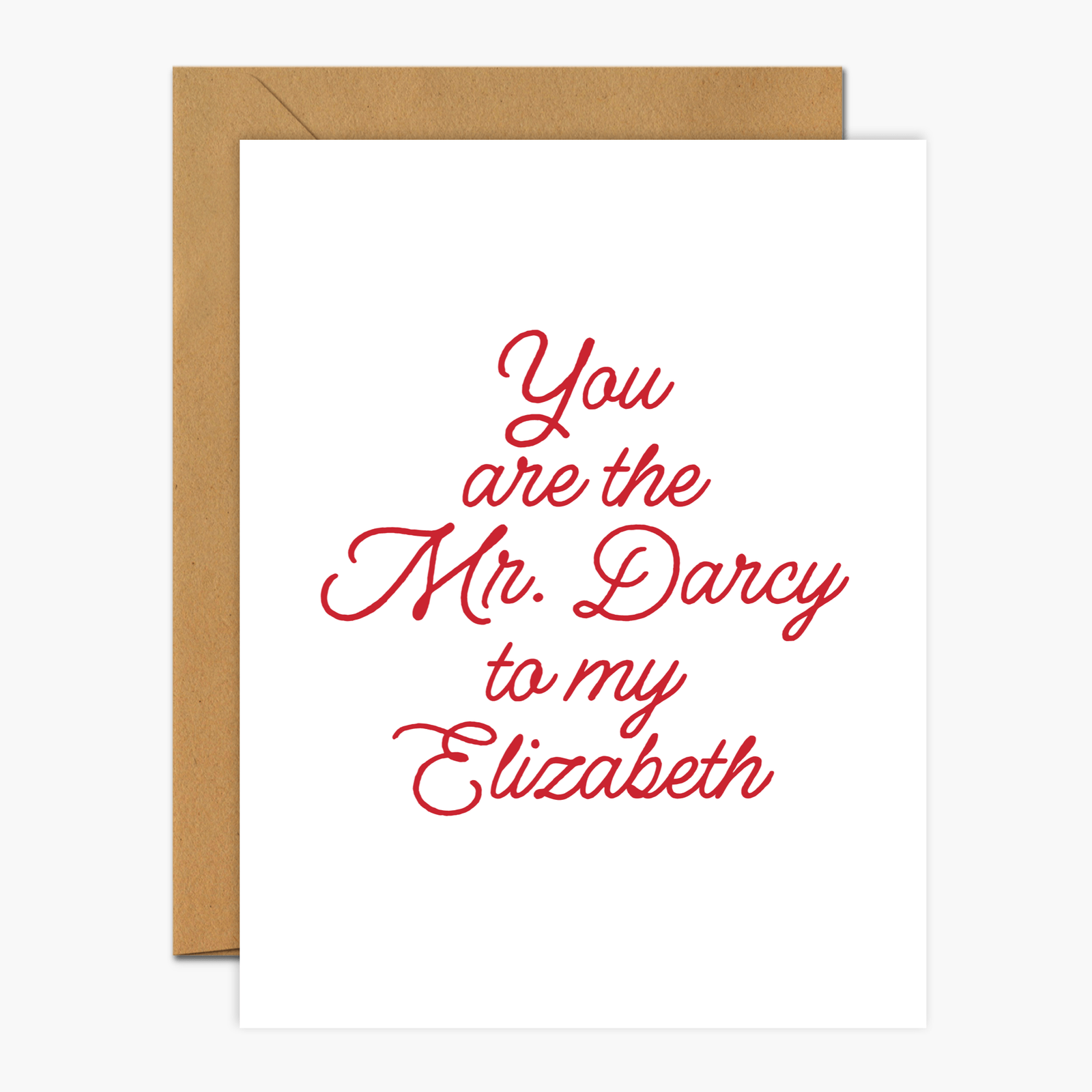 You Are The Mr. Darcy To My ElizabethXOXO Brushed Red - Valentine's Day Card BookGeek