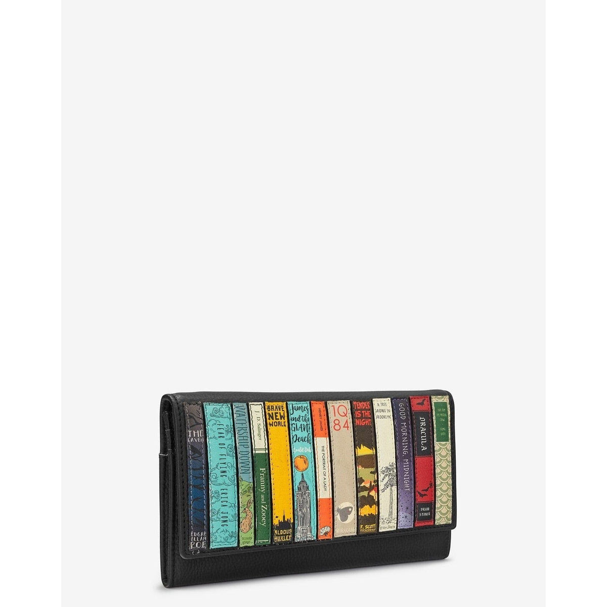 Bookworm Black Leather Front Flap Purse BookGeek