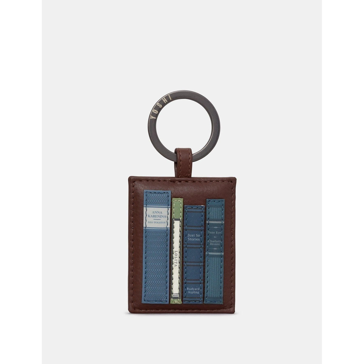 Bookworm Brown Leather Keyring BookGeek