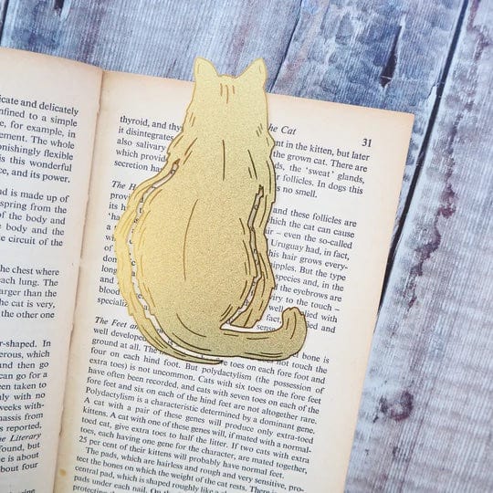 Cat Brass Bookmark BookGeek