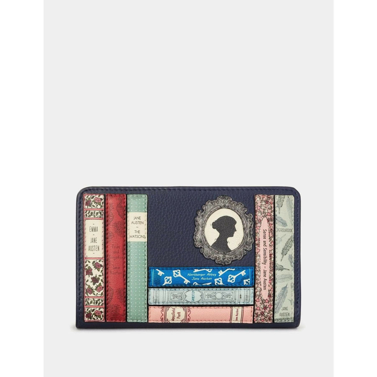 Jane Austen Bookworm Navy Leather Purse BookGeek