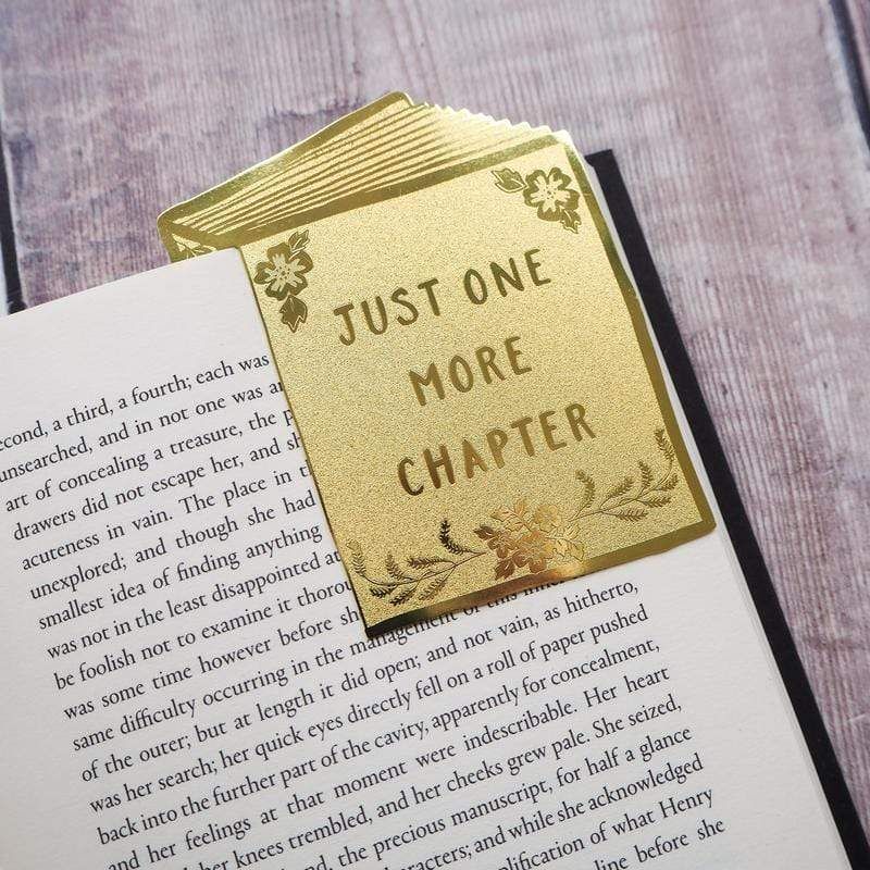 Just One More Chapter Brass Bookmark BookGeek