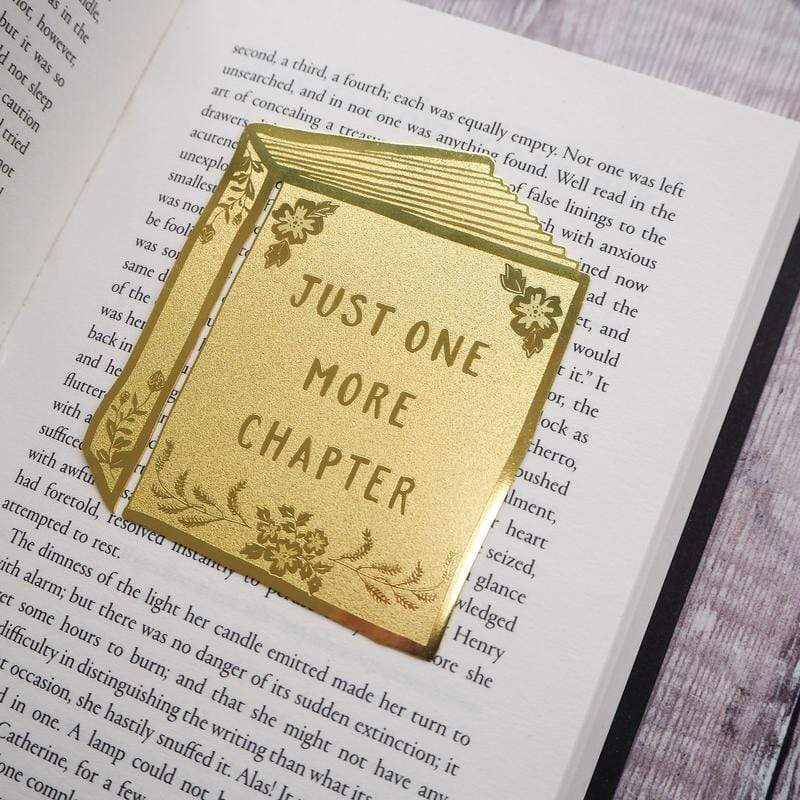 Just One More Chapter Brass Bookmark BookGeek