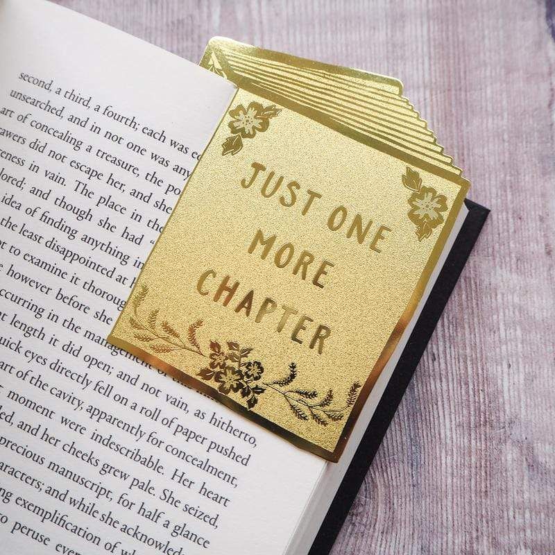 Just One More Chapter Brass Bookmark BookGeek