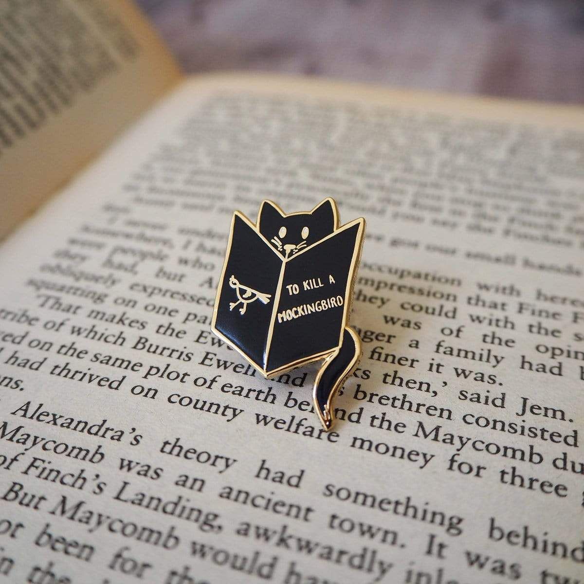 Reading Cat Enamel Pin BookGeek