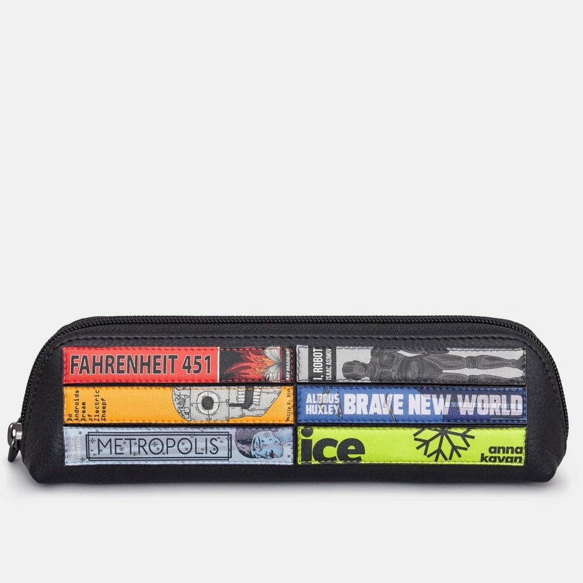 Sci-Fi Bookworm Black Leather Pencil Case BookGeek