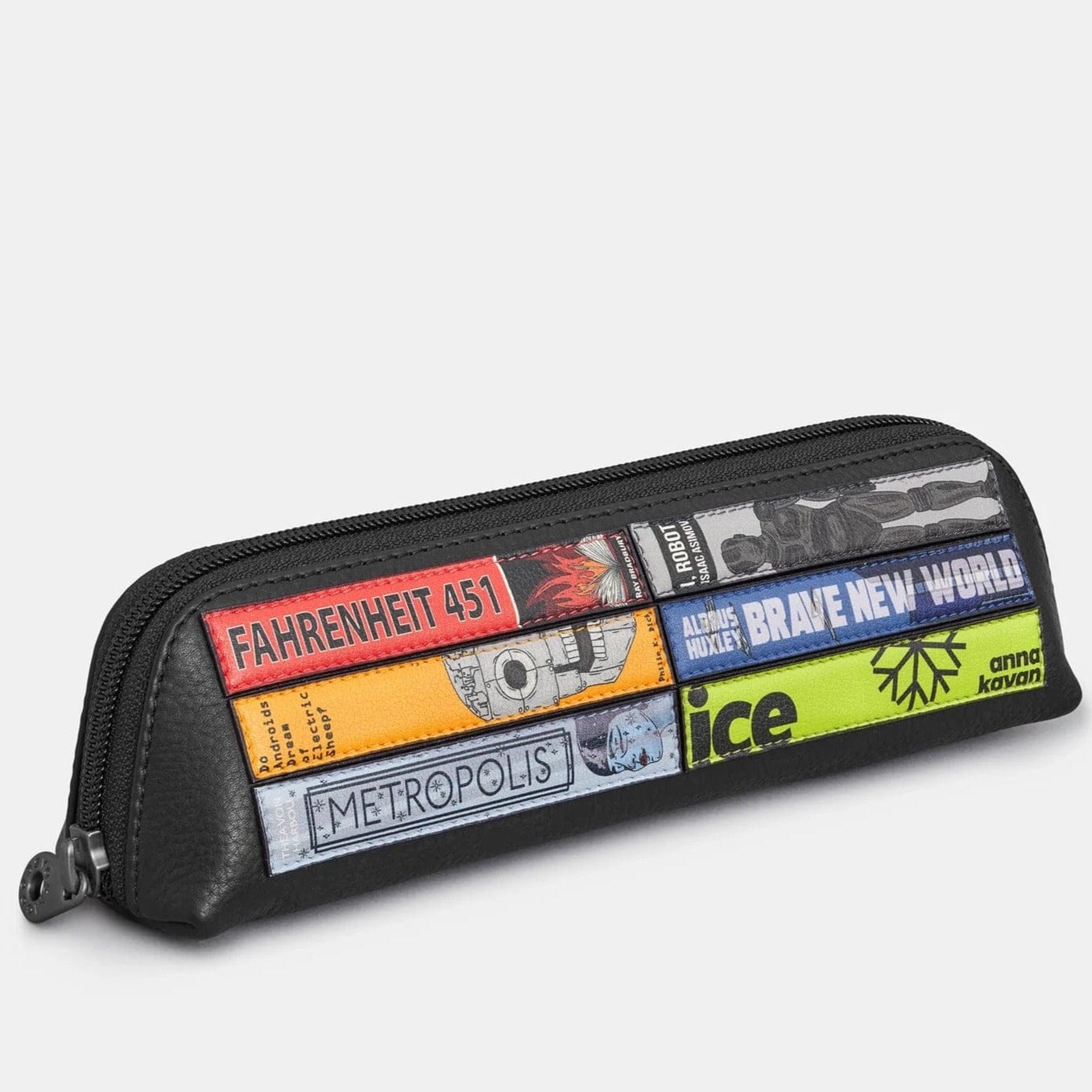 Sci-Fi Bookworm Black Leather Pencil Case BookGeek