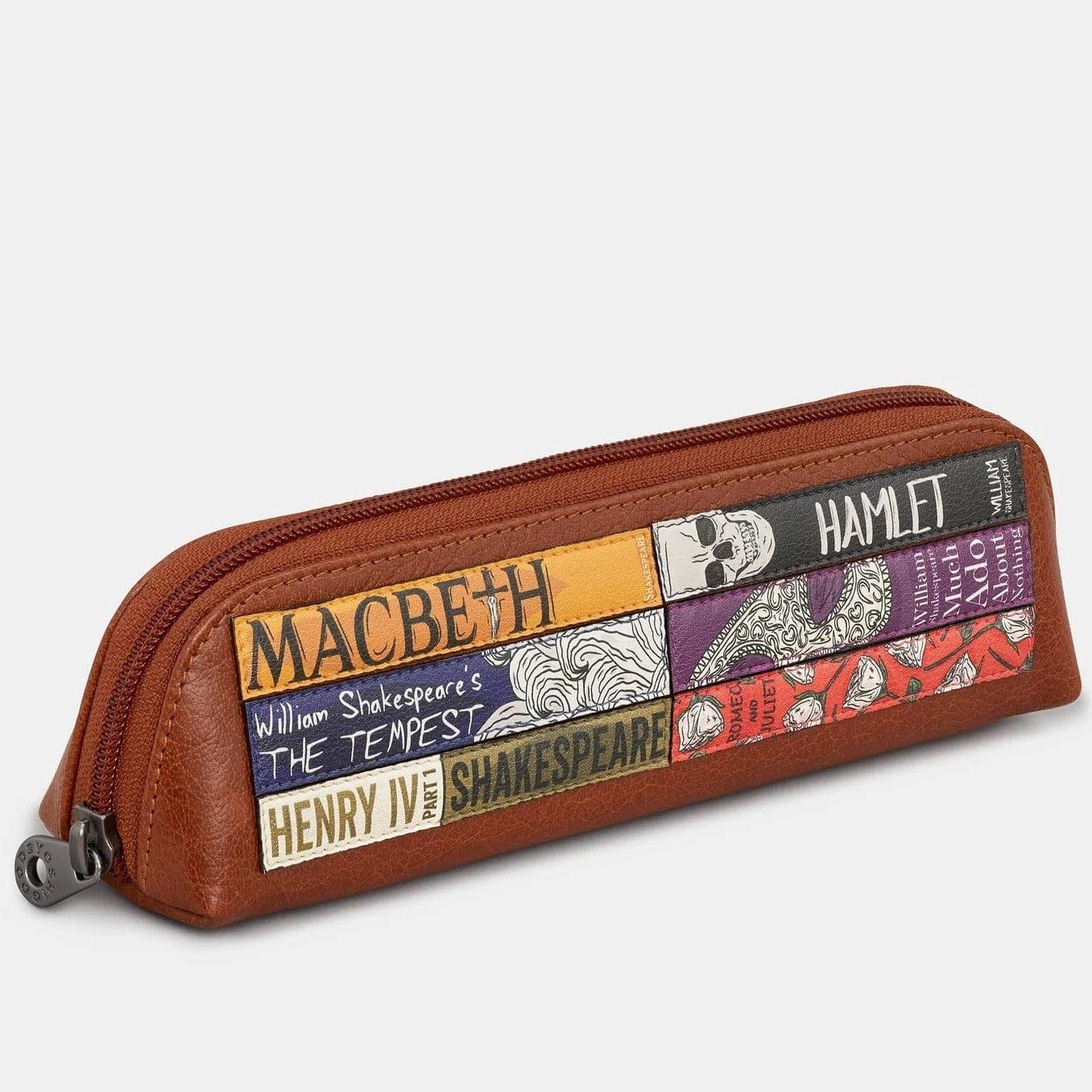 Shakespeare Bookworm Brown Leather Pencil Case BookGeek
