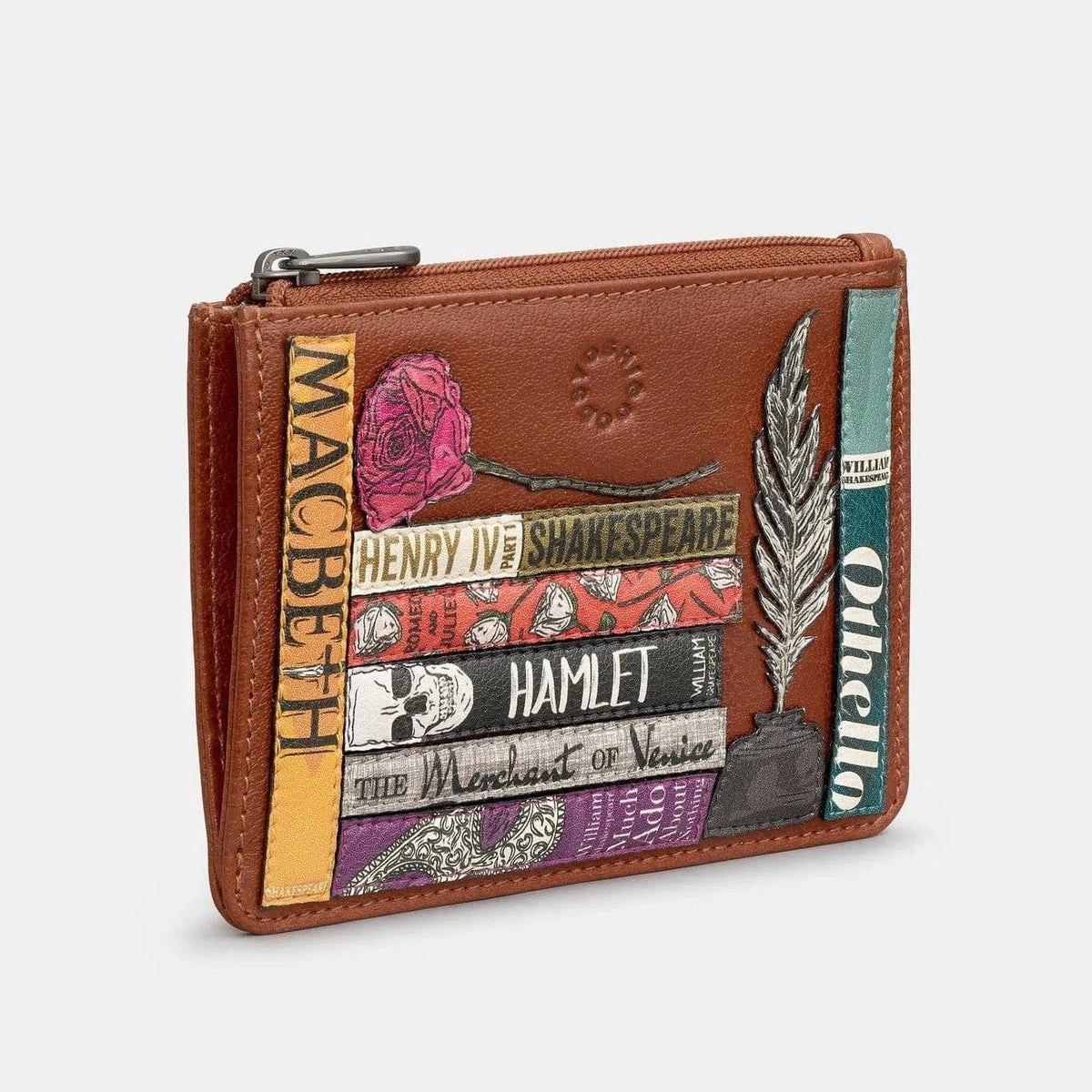 Shakespeare Bookworm Leather Zip Top Purse BookGeek