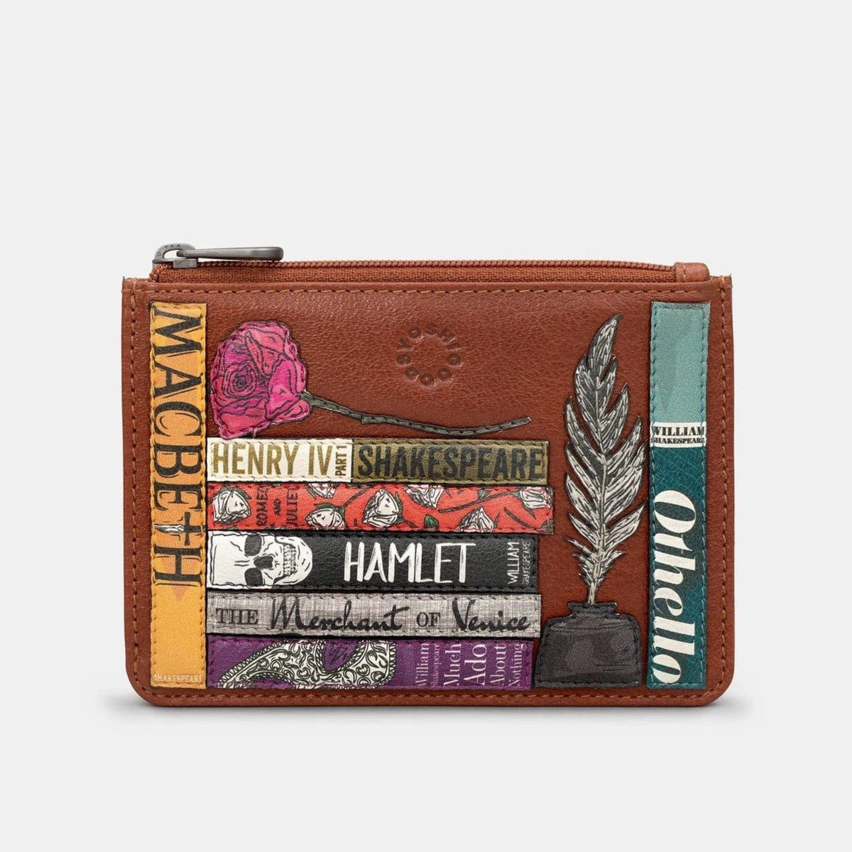 Brown Shakespeare Bookworm Leather Zip Top Purse BookGeek